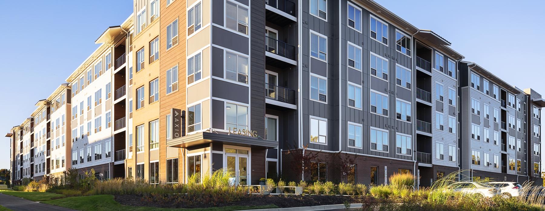 a multi-story building with many windows